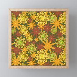 flower power // 70s inspired print // in olive, yellow, lime, tangerine, and maroon // by Ali Harris Framed Mini Art Print