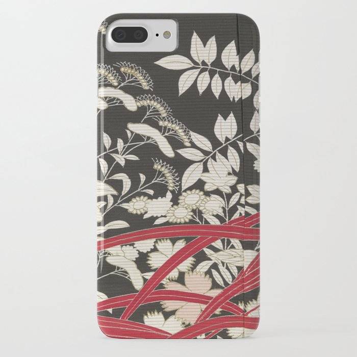 Kuro-tomesode with a Pair of Pheasants in Hiding (Japan, untouched kimono detail) iPhone Case