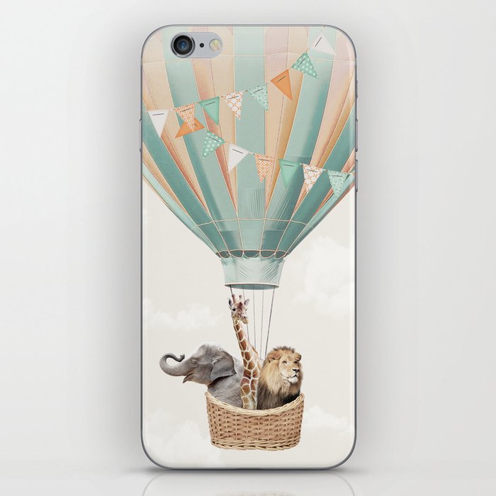 Hot air balloon animal adventures iPhone Skin
