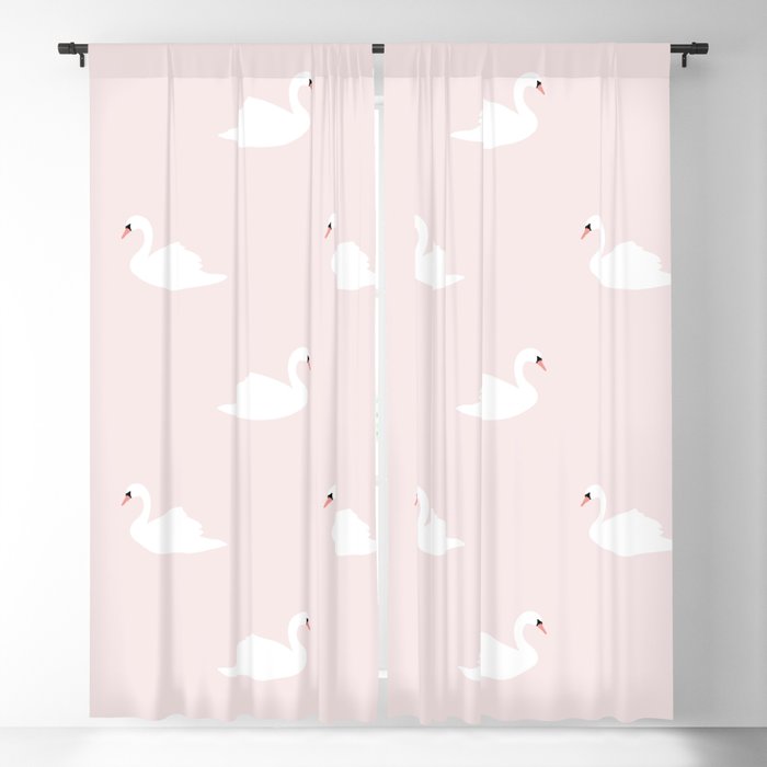 Swan pattern on pink 033 Blackout Curtain