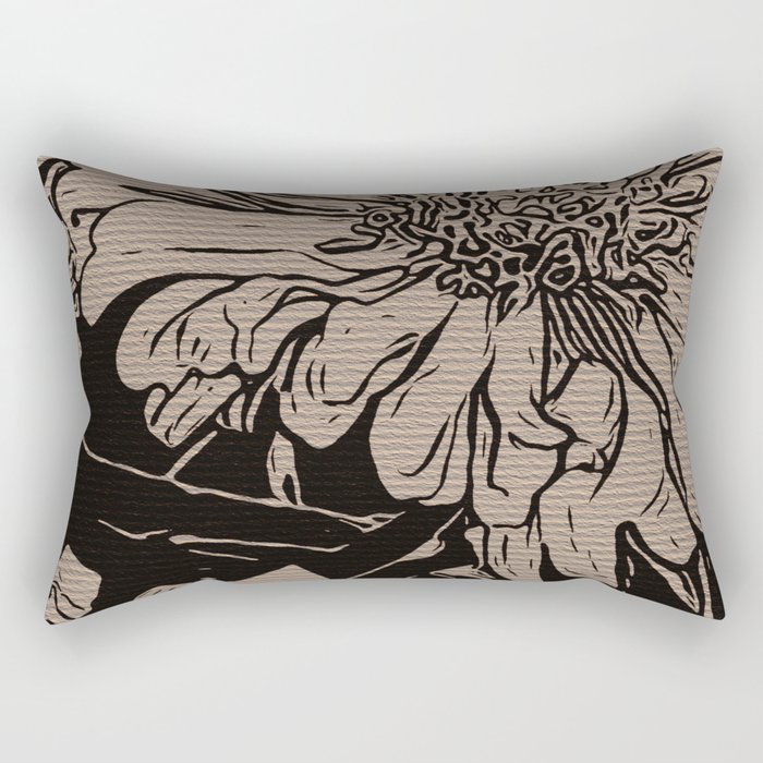 Dahlia Taupe and Black Rectangular Pillow