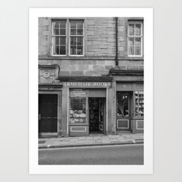 The Armchair Book Shop | Streets of Edinburgh in Black and White Art Print | Vintage Scotland Travel Photography Art Print