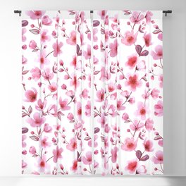 Cherry blossom flowers romantic spring pattern Blackout Curtain