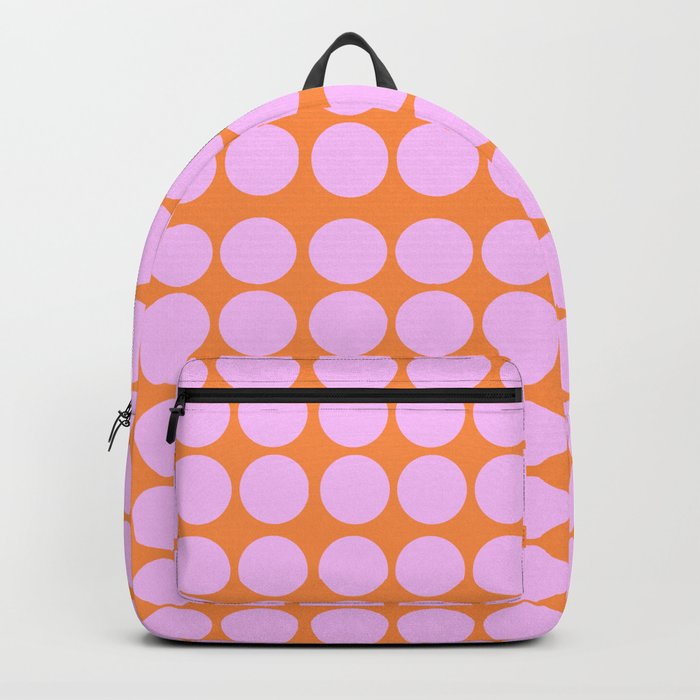 Pink On Orange Polka Dots Retro Modern Abstract Pattern Backpack
