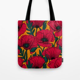 Red poppy garden    Tote Bag