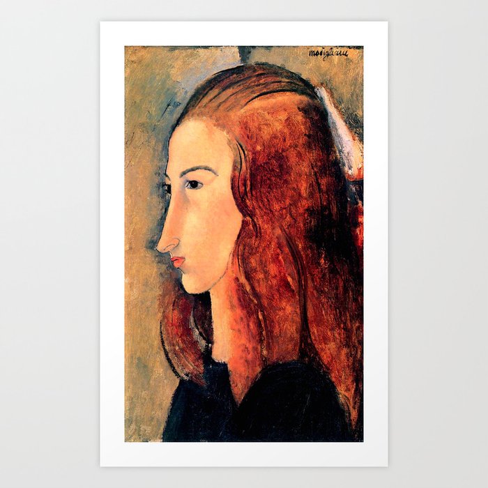 Amedeo Modigliani "Portrait of a young woman (Profile of Jeanne Hebuterne)" Art Print