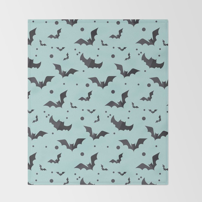 Halloween Green Bat Pattern Throw Blanket By Parazitgoodz Society6