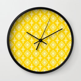 Yellow and White Native American Tribal Pattern Wall Clock