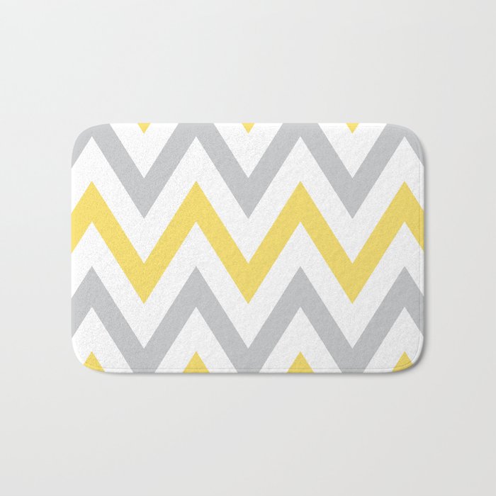 Gray Yellow Chevron Bath Mat By Daniellebourland Society6 Gray Yellow Chevron Bath Mat