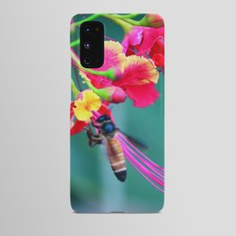 Exotic Red yellow flower with honeybee  Android Case