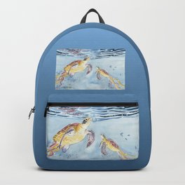 Take A Breath Sea Turtle Backpack | Nautical, Underwater, Watercolor, Endangeredanimal, Homedecor, Seaturtle, Painting, Realism, Seaturtles, Turtles 
