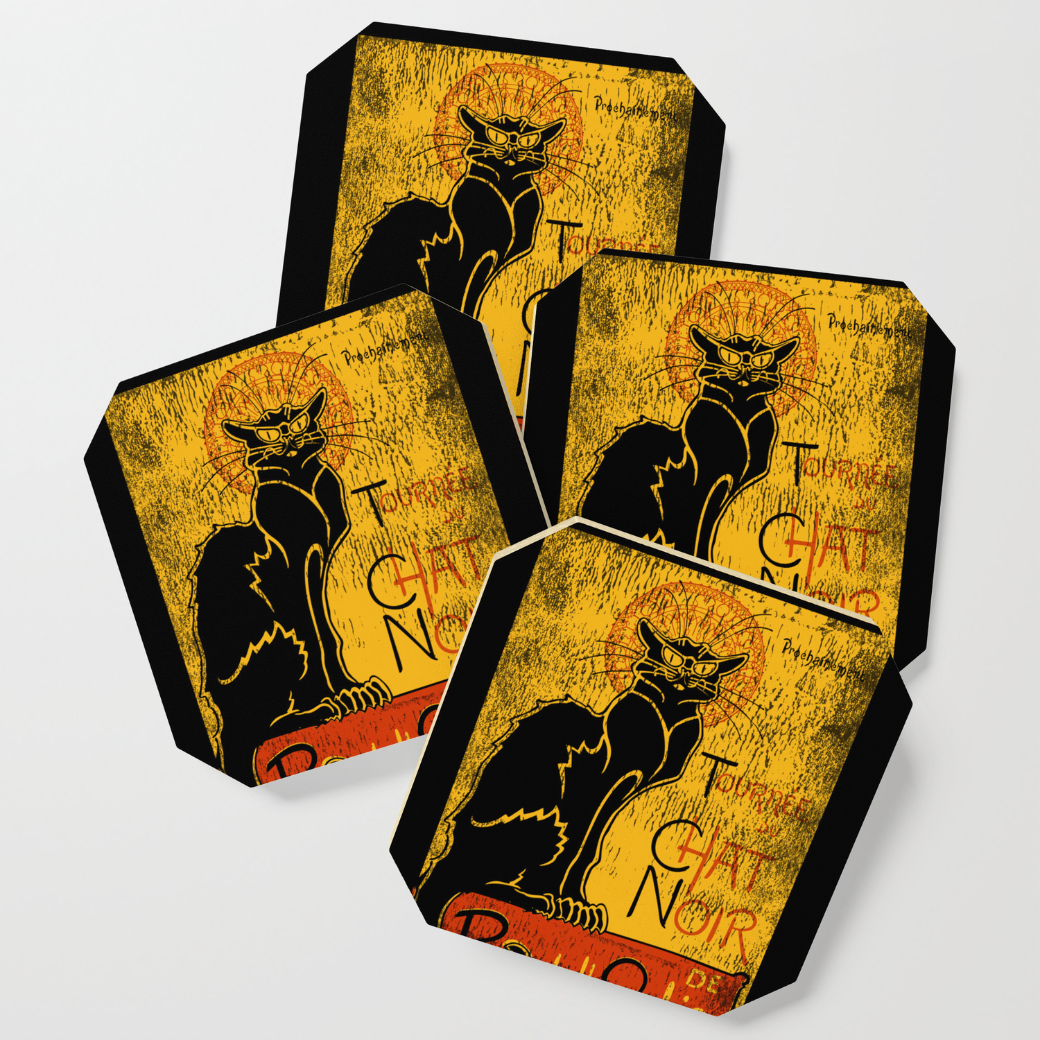Vintage Tournee Du Chat Noir Black Cat Product For Halloween Coaster By Myfrikiland Society6