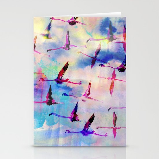 Flamingos In Flight Stationery Cards