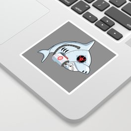 Robot Shark Madness Sticker