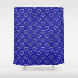 Denim with hearts Shower Curtain