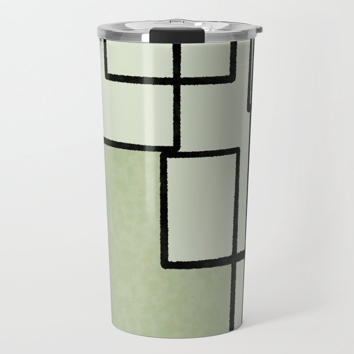 Piet Composition  Sage Green - Mid-Century Modern Minimalist Geometric Abstract  Travel Mug