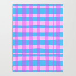 Purple pink gingham  Poster