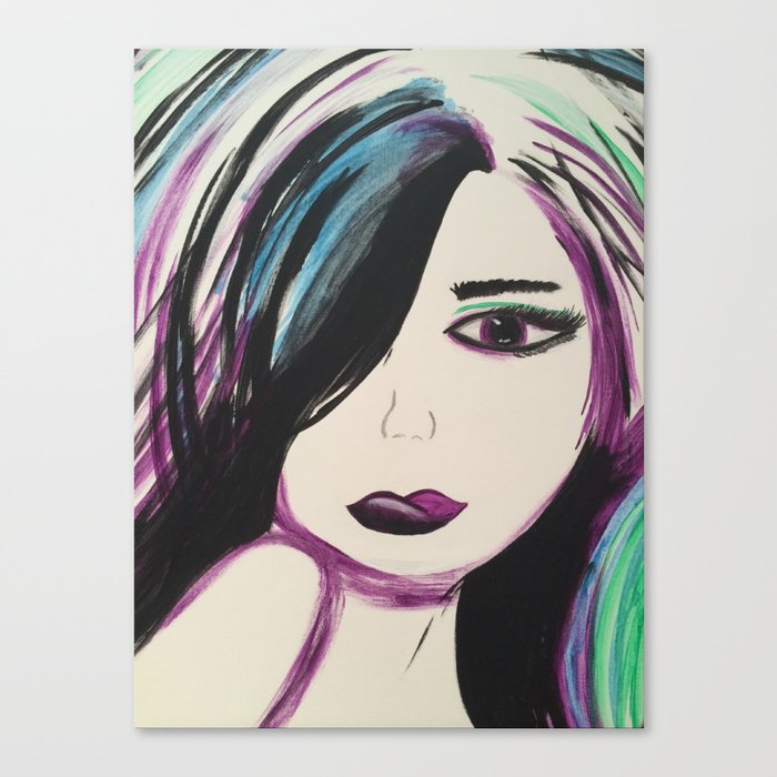 Colorful Girl Abstract Girl Purple Green Pop Art By