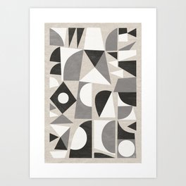 Black and white geometric art Art Print