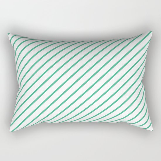 Diagonal Lines (Mint/White) Rectangular Pillow