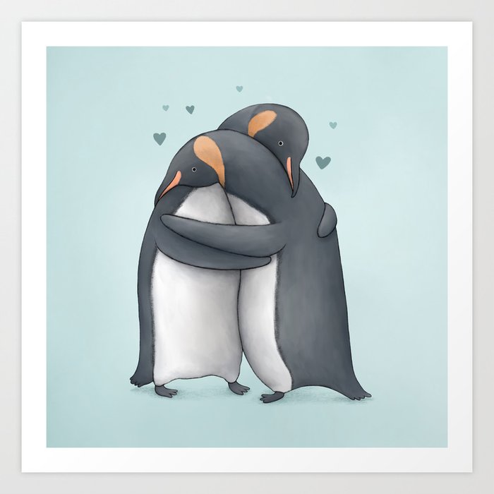 Penguin Hug Art Print