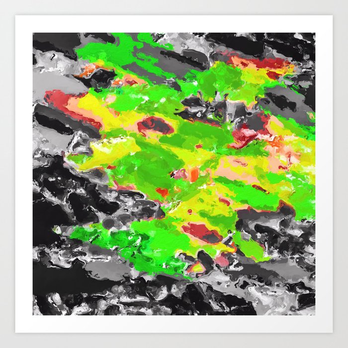 Psychedelic Splash Painting Abstract Texture In In Green Yellow