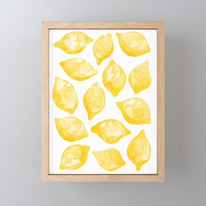 Lemons Watercolor Framed Mini Art Print
