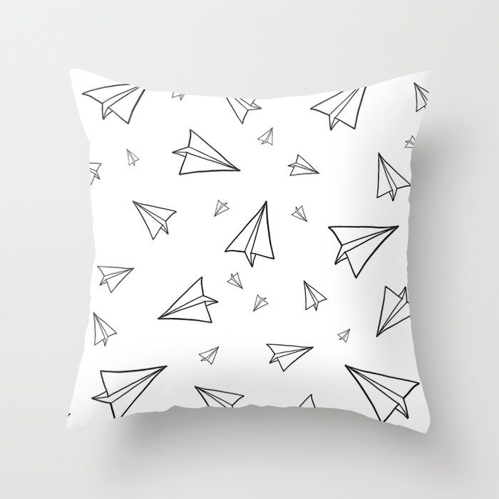 Paper Airplane Pattern | Line Drawing Throw Pillow