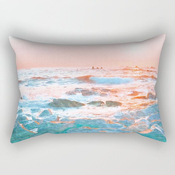 rocky sunset impressionism painted realistic scene Rectangular Pillow