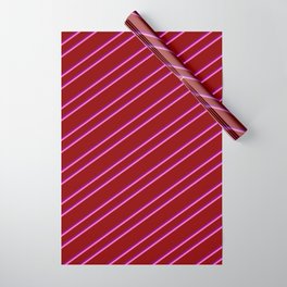 [ Thumbnail: Dark Red, Purple, and Hot Pink Colored Striped/Lined Pattern Wrapping Paper ]