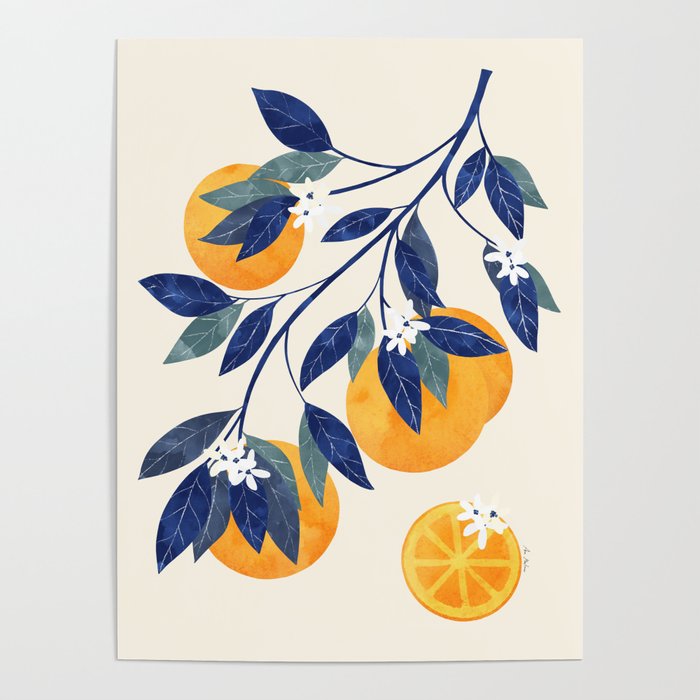 Mediterranean orange branch Poster