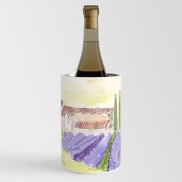 Provence Classical View of Lavender Fields and Abbey Wine Chiller