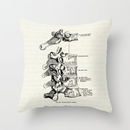 Vintage Anatomy Illustration of the Thoracic vertebrae Throw Pillow