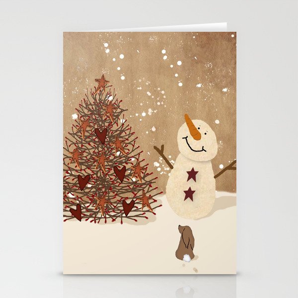Primitive Country Christmas Tree Stationery Cards
