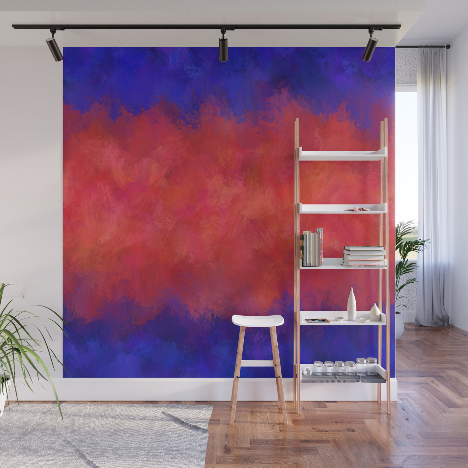 Red Pink Blue Color Explosion Abstract Wall Mural By