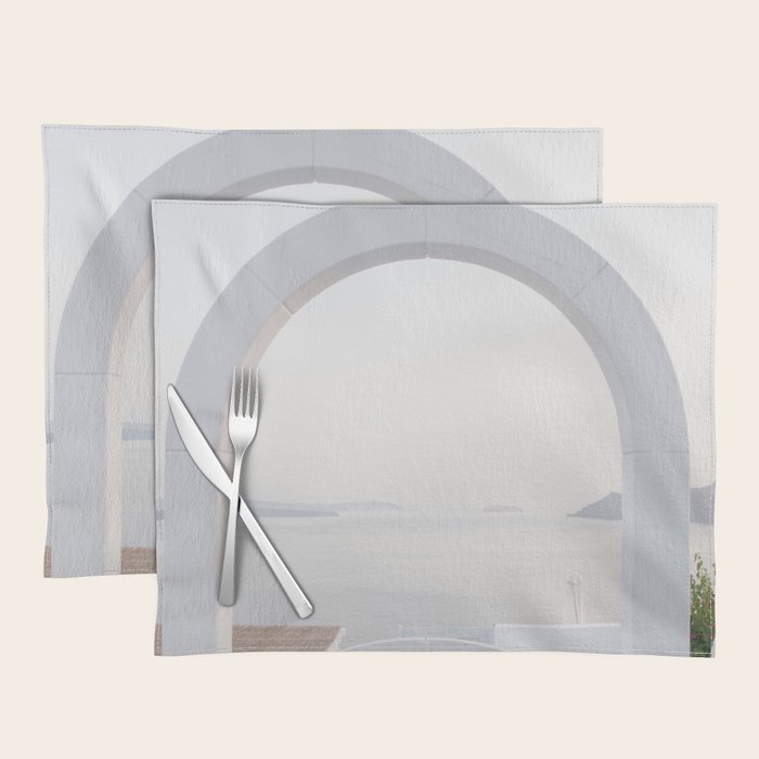 Santorini Oia Gate #5 #minimal #wall #art #society6 Placemat