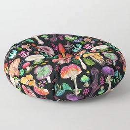 Mushroom heart Floor Pillow | Watercolor, Curated, Nature, Creature, Posion, Floral, Plant, Colorful, Mushroom, Green 