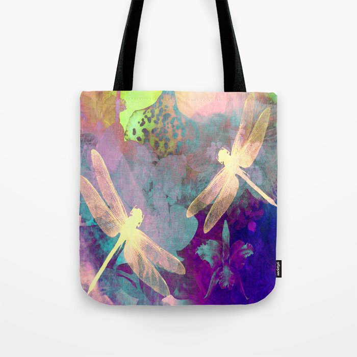 Painting Dragonflies and Orchids A Tote Bag
