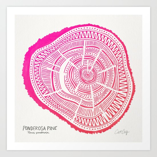 Ponderosa Pine – Pink Ombré Palette Art Print
