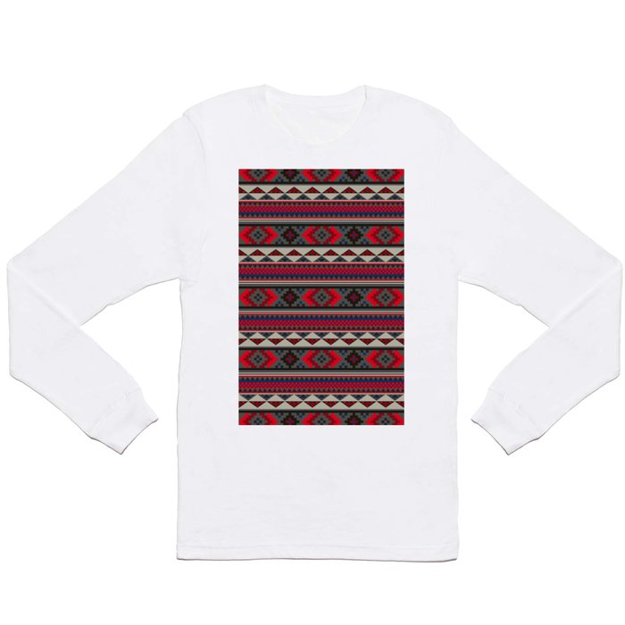 Navajo blanket pattern- red Long Sleeve T Shirt