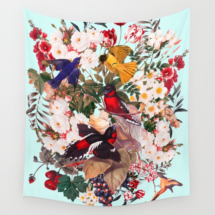 Floral and Birds XXXI Wandbehang