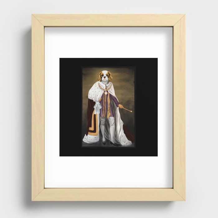 King Cavalier Dog Oil Painting Recessed Framed Print