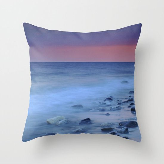 Blue stones at the sea Throw Pillow