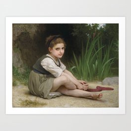 William-Adolphe Bouguereau "Au bord du ruisseau" Art Print
