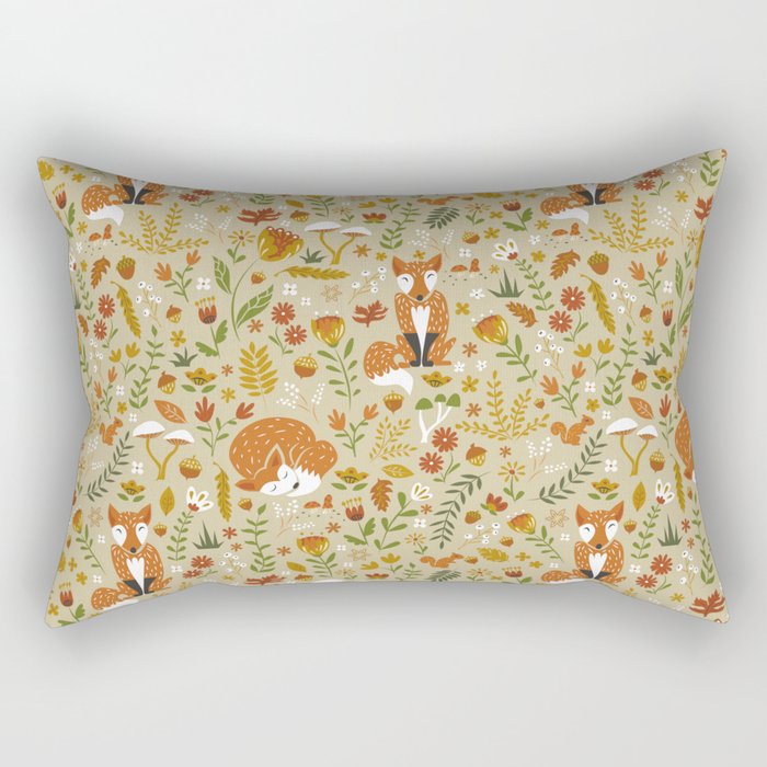 Foxes with Fall Foliage Rectangular Pillow