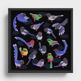 Magpie -dark Framed Canvas