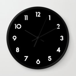 Scandinavian Type Numbers - White on Black edition Wall Clock