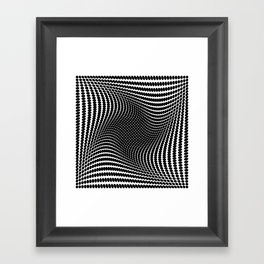 Black and White Warped Vortex Square Polka Dot Pattern Framed Art Print