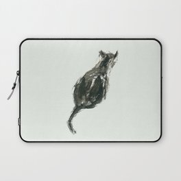 Cat Sitting — Mint Green Background Laptop Sleeve