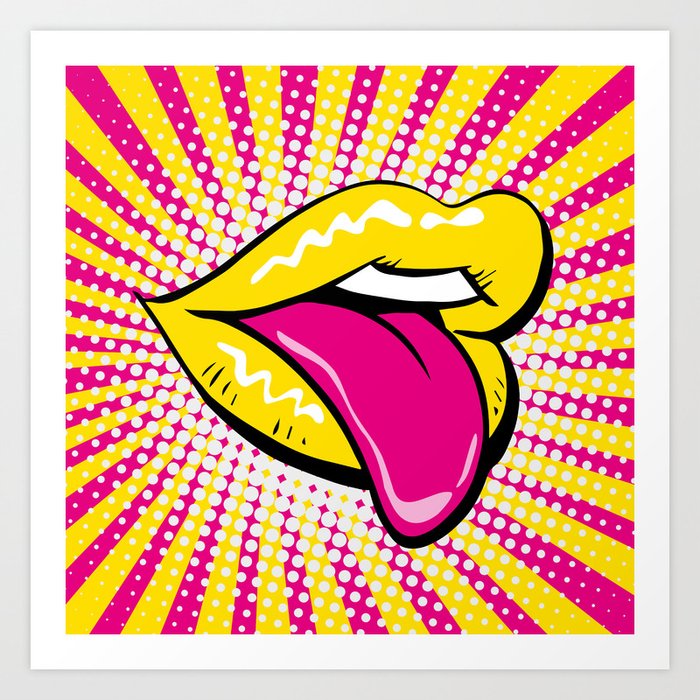 brysomme svejsning succes Pop Art Lips Yellow Art Print by Markus Mueller - Digital Artist | Society6